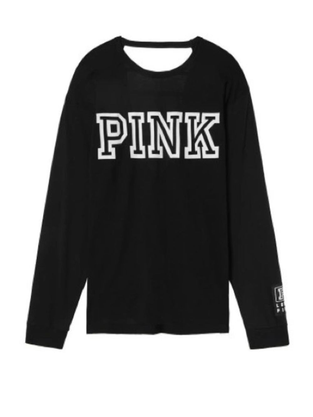 PINK Victoria's Secret Black Long-Sleeve Tee with White Logo